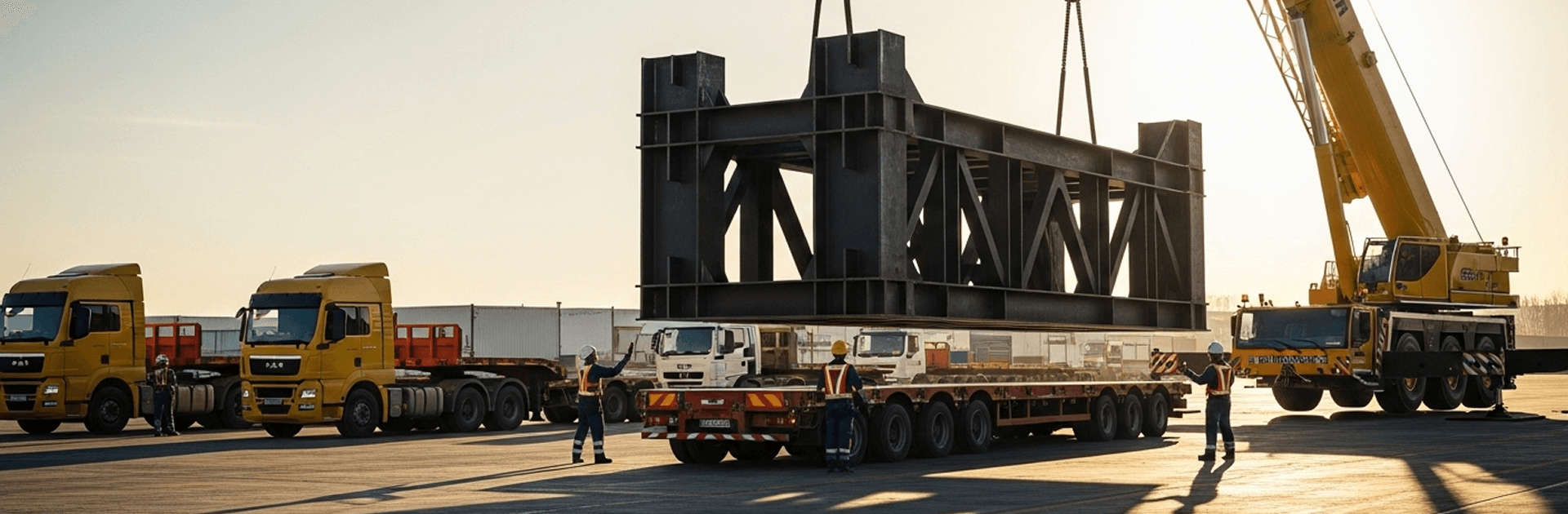 Freight trucks on a highway representing specialized logistics services