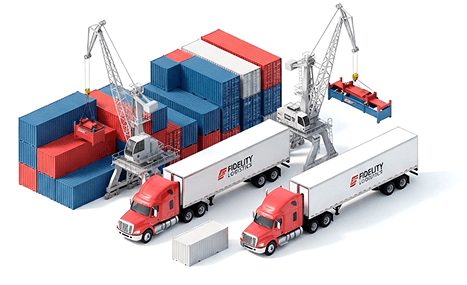 Fidelity logistics isometric illustration