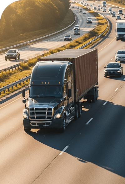 Full truckload freight truck delivering dedicated capacity across North America