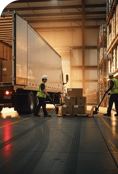 Warehousing and transloading facility for freight storage and distribution